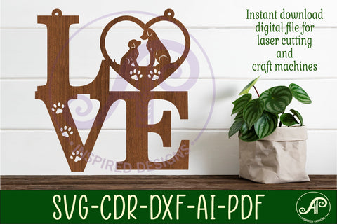 Love word with dogs wall art sign, SVG file. vector SVG APInspireddesigns 