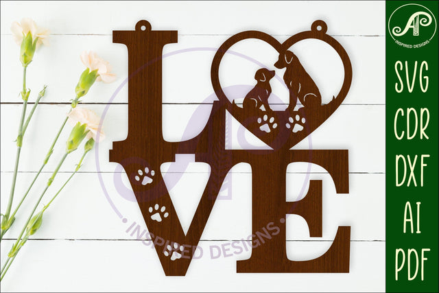 Love word with dogs wall art sign, SVG file. vector SVG APInspireddesigns 