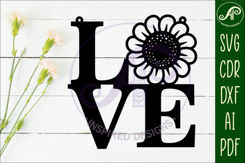 Love word with flower wall art sign, SVG file. vector SVG APInspireddesigns 