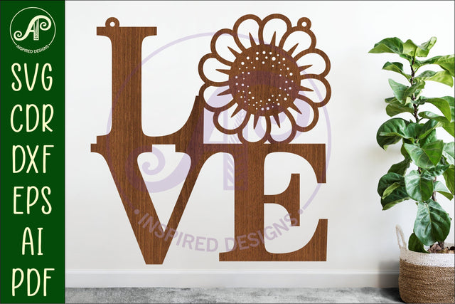 Love word with flower wall art sign, SVG file. vector SVG APInspireddesigns 