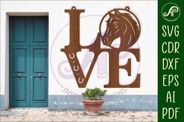 Love word with Horse theme wall art sign, SVG file. vector SVG APInspireddesigns 