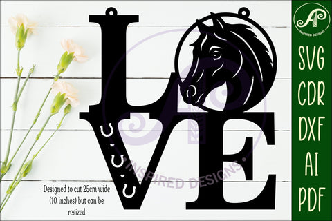 Love word with Horse theme wall art sign, SVG file. vector SVG APInspireddesigns 