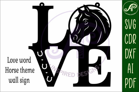 Love word with Horse theme wall art sign, SVG file. vector SVG APInspireddesigns 