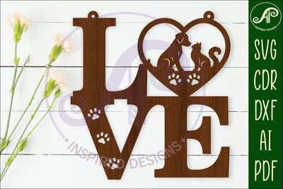 Love word with pets wall art sign, SVG file. vector SVG APInspireddesigns 