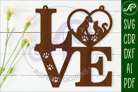 Love word with pets wall art sign, SVG file. vector SVG APInspireddesigns 