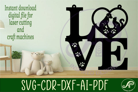 Love word with pets wall art sign, SVG file. vector SVG APInspireddesigns 