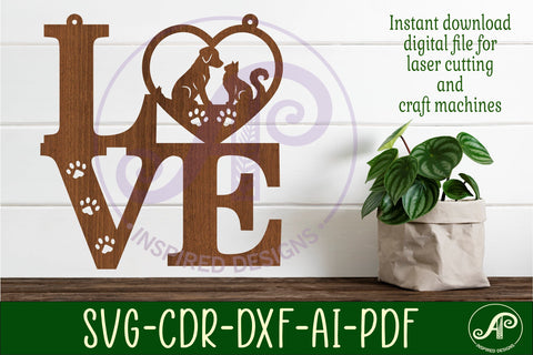 Love word with pets wall art sign, SVG file. vector SVG APInspireddesigns 