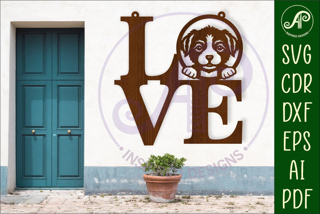 Love word with puppy dog wall art sign, SVG file. vector SVG APInspireddesigns 