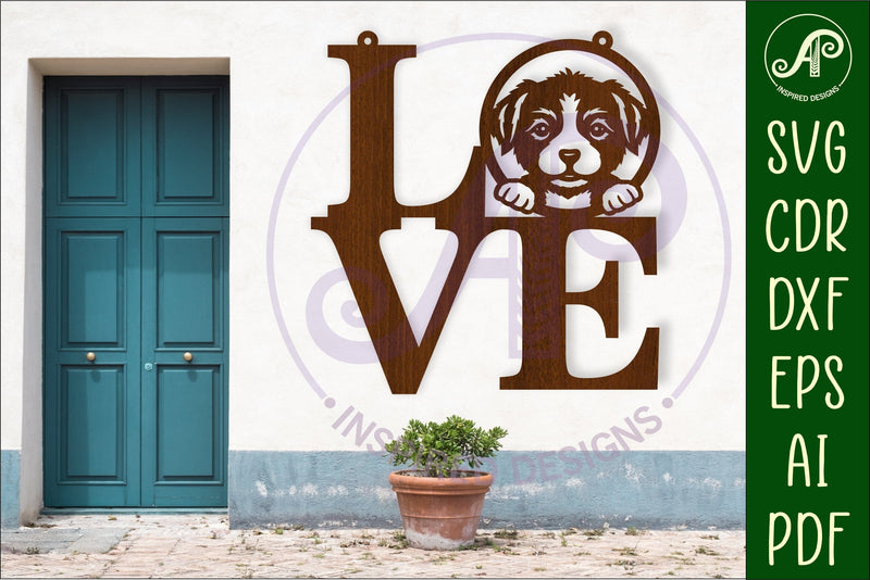 Love word with puppy dog wall art sign, SVG file. vector SVG APInspireddesigns 