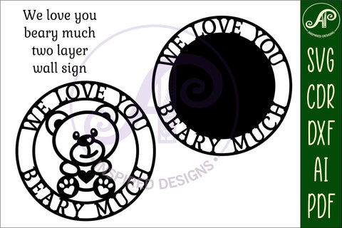 Love you Beary much wall art sign, SVG file. vector SVG APInspireddesigns 