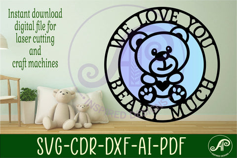 Love you Beary much wall art sign, SVG file. vector SVG APInspireddesigns 