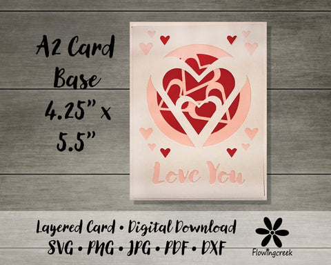 Love You Hearts 3D Layered Greeting Card SVG Cut File Easy DIY for Birthday, Anniversary, or Valentine’s Day 3D Paper Flowingcreek 