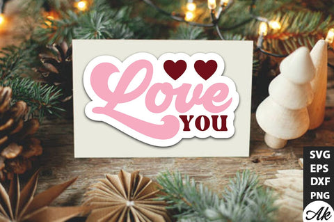 Love you Retro Stickers Design SVG akazaddesign 