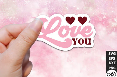 Love you Retro Stickers Design SVG akazaddesign 