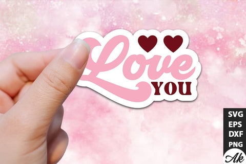 Love you Retro Stickers Design SVG akazaddesign 
