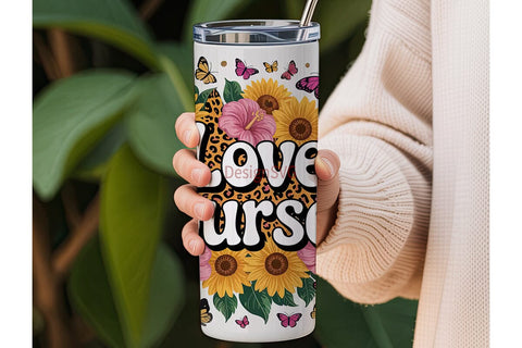 Love Yourself Floral Tumbler Wrap Sublimation DesignSVG 