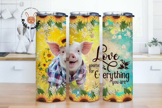 Love yourself for Everything you are 20 oz Skinny Tumbler PNG Sublimation Rabbitmakies 