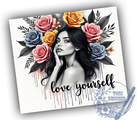 Love Yourself, Inspirational Quote, Tumbler Wrap, 20oz Tumbler, Positive Affirmations, Digital Download, Self Love Sublimation ToriDesigns 