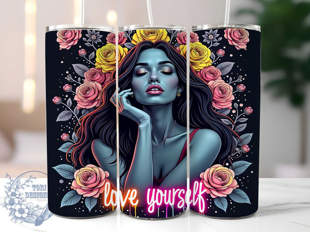 Love Yourself, Inspirational Quote, Tumbler Wrap, 20oz Tumbler, Positive Affirmations, Digital Download, Self Love Sublimation ToriDesigns 
