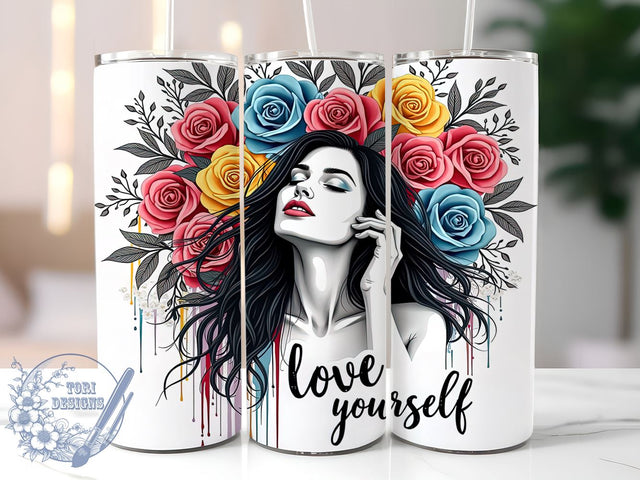 Love Yourself, Inspirational Quote, Tumbler Wrap, 20oz Tumbler, Positive Affirmations, Digital Download, Self Love Sublimation ToriDesigns 