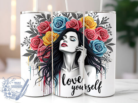 Love Yourself, Inspirational Quote, Tumbler Wrap, 20oz Tumbler, Positive Affirmations, Digital Download, Self Love Sublimation ToriDesigns 