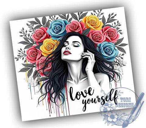 Love Yourself, Inspirational Quote, Tumbler Wrap, 20oz Tumbler, Positive Affirmations, Digital Download, Self Love Sublimation ToriDesigns 