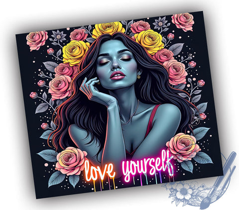 Love Yourself, Inspirational Quote, Tumbler Wrap, 20oz Tumbler, Positive Affirmations, Digital Download, Self Love Sublimation ToriDesigns 