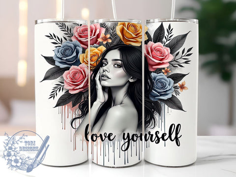 Love Yourself, Inspirational Quote, Tumbler Wrap, 20oz Tumbler, Positive Affirmations, Digital Download, Self Love Sublimation ToriDesigns 