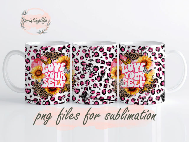 Love Yourself Mug Wrap Design, Instant Digital Design Download Mug Wrap Design, Mug Design PNG Sublimation PrintingLife 