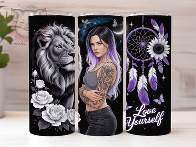 Love Yourself Positive Quote Tumbler Wrap, Sublimation Design, Positive Affirmation Wrap, Love Yourself Quote, Inspirational Tumbler, 20Oz Tumbler, Digital Download Sublimation Lara' s Designs 
