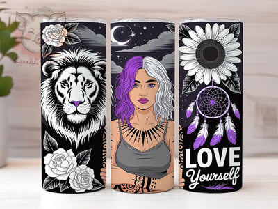 Love Yourself Positive Quote Tumbler Wrap, Sublimation Design, Positive Affirmation Wrap, Love Yourself Quote, Inspirational Tumbler, 20Oz Tumbler, Digital Download Sublimation Lara' s Designs 