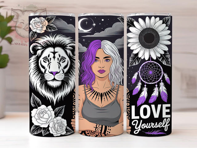 Love Yourself Positive Quote Tumbler Wrap, Sublimation Design, Positive Affirmation Wrap, Love Yourself Quote, Inspirational Tumbler, 20Oz Tumbler, Digital Download Sublimation Lara' s Designs 