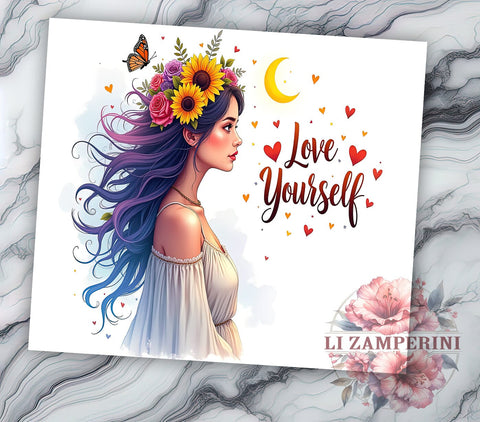 Love Yourself Tumbler, 20oz Sublimation Design, Mystic Tumbler PNG, Inspirational Quote Tumbler, Digital Download Tumbler, Self-Love Gift Tumbler Sublimation Li Zamperini 