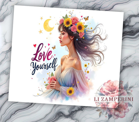 Love Yourself Tumbler, 20oz Sublimation Design, Mystic Tumbler PNG, Inspirational Quote Tumbler, Digital Download Tumbler, Self-Love Gift Tumbler Sublimation Li Zamperini 