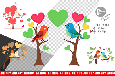 Lovebirds Clipart Sublimation artnoy 