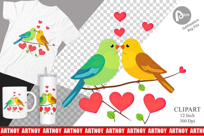 Lovebirds Clipart Sublimation artnoy 