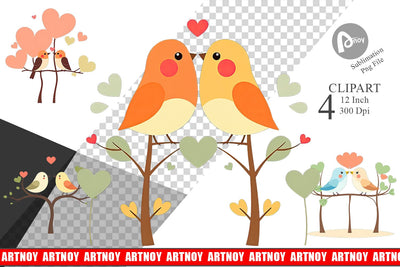 Lovebirds Clipart Sublimation artnoy 