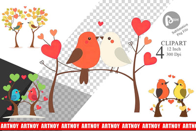Lovebirds Clipart Sublimation artnoy 