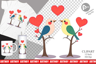 Lovebirds Clipart Sublimation artnoy 
