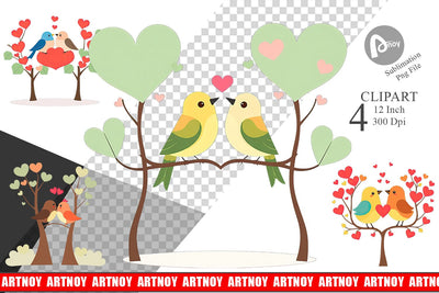 Lovebirds Clipart Sublimation artnoy 