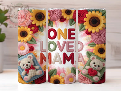 Loved Mama Floral 20oz Tumbler, Faux Yarn Floral Design, Sunflowers and Roses Wrap, Sublimation Design, 20oz Tumbler, Mom Appreciation Gift, Rustic Floral Pattern Sublimation Lara' s Designs 