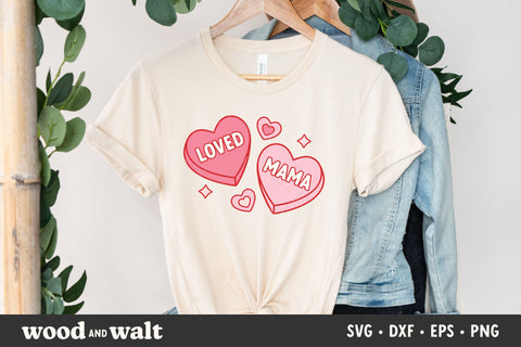 Loved Mama & Loved Mini SVG - Matching Valentines Design On Hearts SVG Wood And Walt 