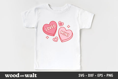 Loved Mama & Loved Mini SVG - Matching Valentines Design On Hearts SVG Wood And Walt 
