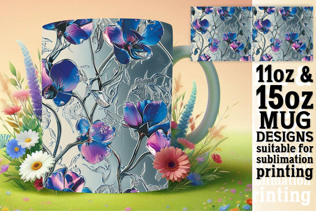 Lovely 3D Flower Mug Wrap Sublimation afrosvg 