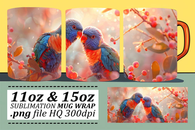 Lovely Bird Art for Mugs – Sublimation Wrap 11oz & 15oz Sublimation afrosvg 