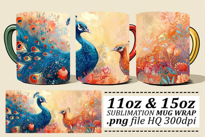 Lovely Bird Mug Wrap – Sublimation for 11oz & 15oz Cups Sublimation afrosvg 