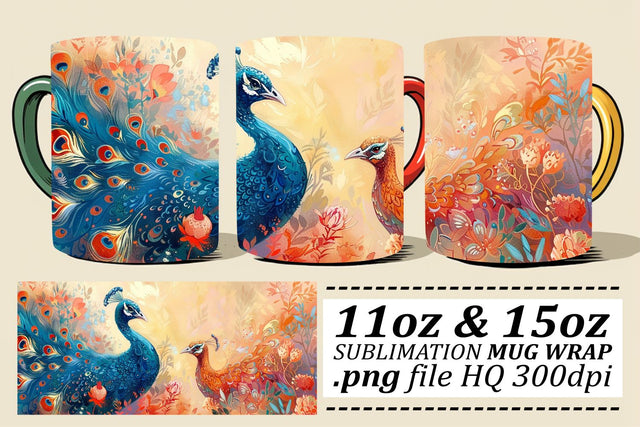 Lovely Bird Mug Wrap – Sublimation for 11oz & 15oz Cups Sublimation afrosvg 