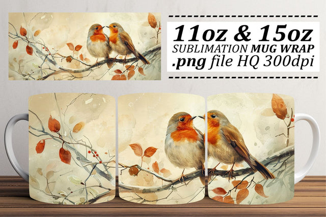 Lovely Birds Wrap – 11oz & 15oz Mug Sublimation Design Sublimation afrosvg 