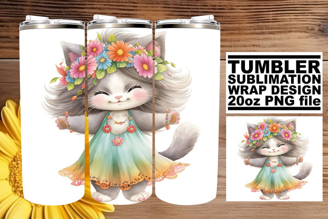 Lovely Cat Lover's Watercolor Tumbler Wrap Sublimation Set Sublimation afrosvg 
