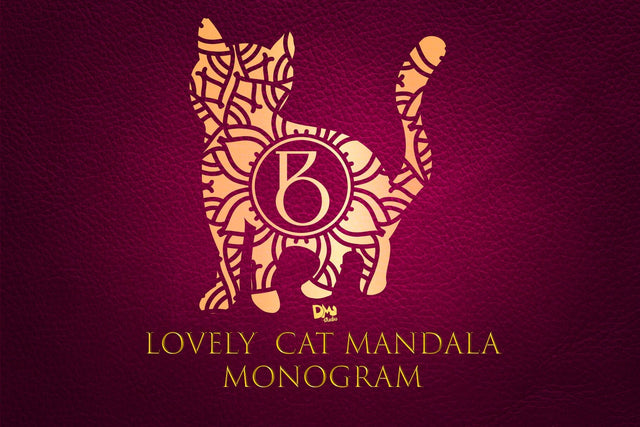 Lovely Cat Mandala Monogram Font Dm Letter Studio 